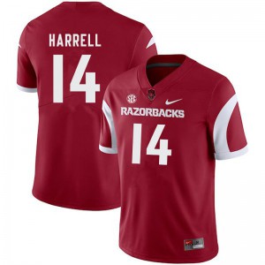 Men's University of Arkansas #14 Chase Harrell Cardinal Embroidery Jersey 137315-398
