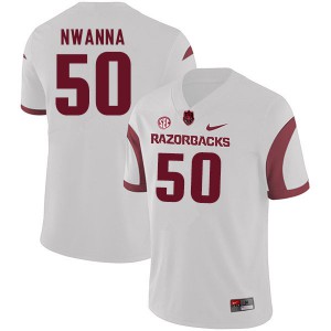 Mens Razorbacks #50 Chibueze Nwanna White NCAA Jersey 871527-975