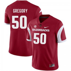 Men's University of Arkansas #50 Eric Gregory Cardinal NCAA Jerseys 612938-686