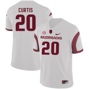 Mens Arkansas #20 Jordon Curtis White Player Jerseys 265928-522