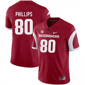 Men's Arkansas #80 Matthew Phillips Cardinal Football Jerseys 294801-647