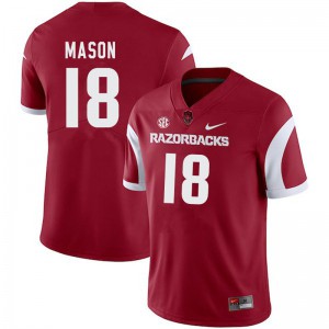 Men's Arkansas #18 Myles Mason Cardinal Player Jersey 258682-896