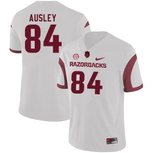 Mens Arkansas Razorbacks #84 Peyton Ausley White Stitched Jersey 410807-242