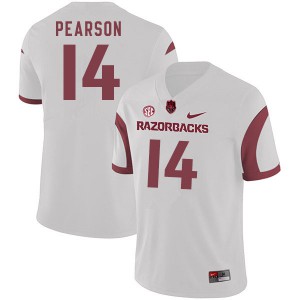 Men's Arkansas #14 Cade Pearson White Player Jersey 321095-862