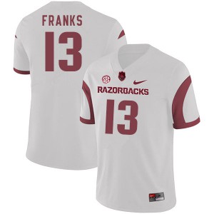 Men's Arkansas #13 Feleipe Franks White Player Jersey 882202-763