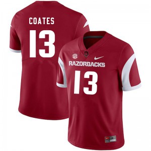 Mens University of Arkansas #13 Julius Coates Cardinal Player Jerseys 858752-881