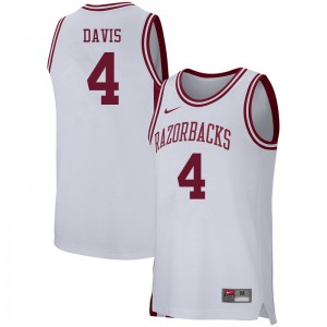 Men Arkansas #4 Davonte Davis White Stitched Jersey 244353-821