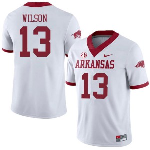 Men University of Arkansas #13 Jaedon Wilson White Alternate University Jersey 911722-695