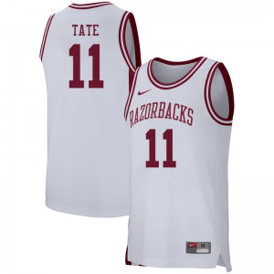 Mens Arkansas #11 Jalen Tate White NCAA Jerseys 820928-542