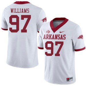 Men University of Arkansas #97 Jalen Williams White Alternate Stitch Jerseys 965402-724