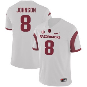 Men Arkansas #8 Jayden Johnson White NCAA Jersey 436704-468