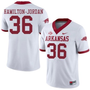 Mens Razorbacks #36 Jermaine Hamilton-Jordan White Alternate University Jersey 167721-107