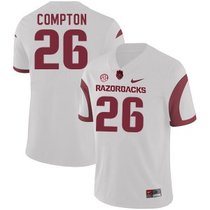 Mens University of Arkansas #26 Kevin Compton White Stitched Jersey 549184-669