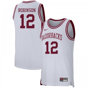 Men's Arkansas Razorbacks #12 Khalen Robinson White College Jerseys 165644-800