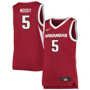 Mens Arkansas #5 Moses Moody Cardinal Stitch Jerseys 979874-158