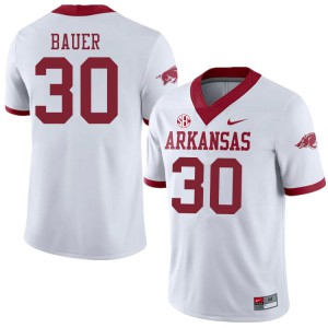 Men's Arkansas #30 Reid Bauer White Alternate NCAA Jersey 219948-920