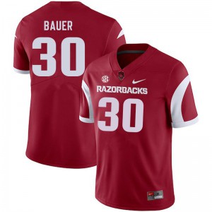 Men University of Arkansas #30 Reid Bauer Cardinal Stitched Jerseys 287671-475