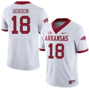 Mens Arkansas #18 Trent Gordon White Alternate Player Jersey 772708-621