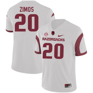 Men Arkansas #20 Zach Zimos White University Jersey 703829-347