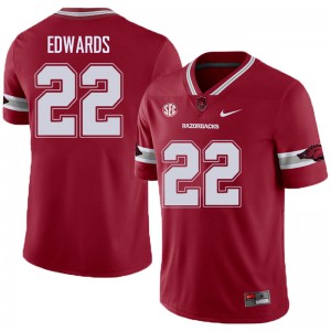 Mens University of Arkansas #22 Deon Edwards Cardinal Alternate Embroidery Jerseys 746230-888