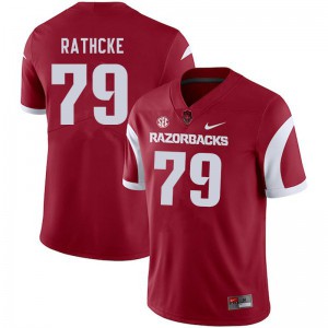 Men's Razorbacks #79 Dylan Rathcke Cardinal Official Jersey 141235-382