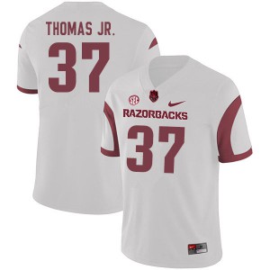 Mens Arkansas #37 Eric Thomas Jr. White Player Jersey 142265-769