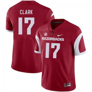 Men's University of Arkansas #17 Hudson Clark Cardinal Football Jersey 986879-620