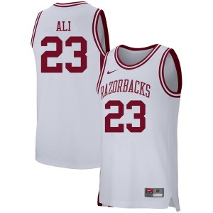 Men's University of Arkansas #23 Ibrahim Ali White Basketball Jersey 432959-969
