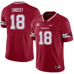 Mens University of Arkansas #18 Jack Lindsey Cardinal Alternate Stitched Jersey 787709-588