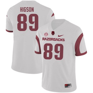 Mens University of Arkansas #89 Jonas Higson White Stitch Jersey 264049-232