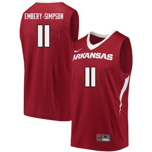 Men University of Arkansas #11 Keyshawn Embery-Simpson Cardinal Embroidery Jersey 502433-795
