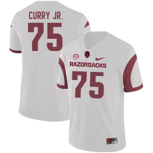 Mens Arkansas Razorbacks #75 Ray Curry Jr. White Stitched Jersey 610650-240