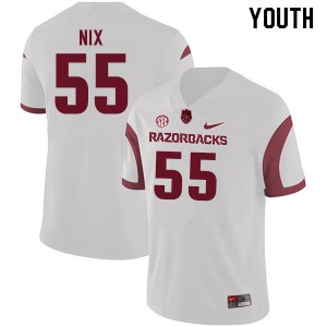 Youth Arkansas #55 Austin Nix White Official Jersey 970388-265