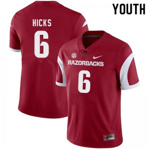 Youth University of Arkansas #6 Ben Hicks Cardinal University Jerseys 996319-249