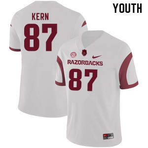 Youth University of Arkansas #87 Blake Kern White Stitched Jerseys 500935-307
