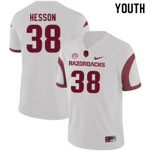 Youth University of Arkansas #38 Chad Hesson White Football Jerseys 533001-110