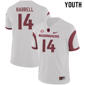 Youth Razorbacks #14 Chase Harrell White Embroidery Jerseys 866576-208