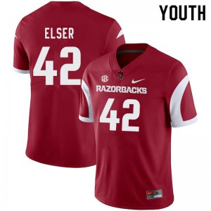 Youth University of Arkansas #42 Chris Elser Cardinal Player Jersey 473170-503