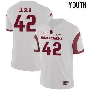 Youth Arkansas #42 Chris Elser White Stitched Jersey 337922-366