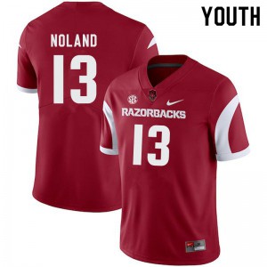 Youth Arkansas Razorbacks #13 Connor Noland Cardinal Stitched Jersey 564226-565