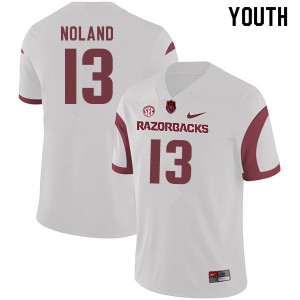 Youth Arkansas #13 Connor Noland White Football Jerseys 244348-289