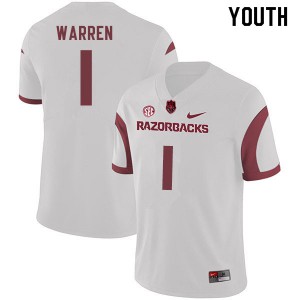 Youth University of Arkansas #1 De'Vion Warren White Stitched Jersey 115394-729