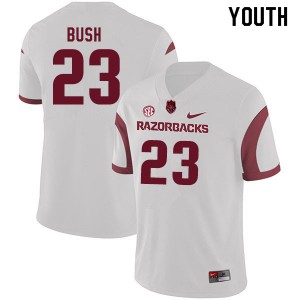 Youth Razorbacks #23 Devin Bush White Official Jerseys 260026-306