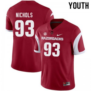 Youth Arkansas #93 Isaiah Nichols Cardinal College Jerseys 536871-208