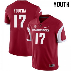 Youth Arkansas #17 Joe Foucha Cardinal NCAA Jersey 173253-560