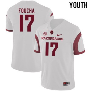 Youth Arkansas #17 Joe Foucha White Official Jerseys 599953-600