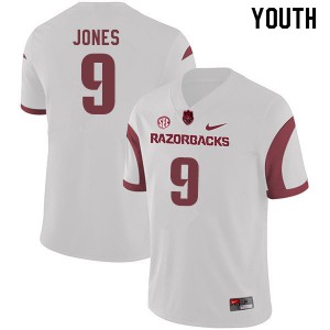Youth University of Arkansas #9 John Stephen Jones White University Jerseys 454095-758