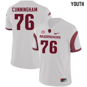 Youth Arkansas #76 Myron Cunningham White Stitched Jerseys 711763-586