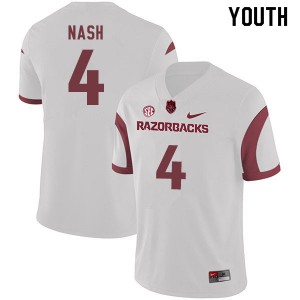 Youth Arkansas Razorbacks #4 Shamar Nash White Stitched Jerseys 118801-141