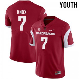 Youth Razorbacks #7 Trey Knox Cardinal Football Jersey 102482-575